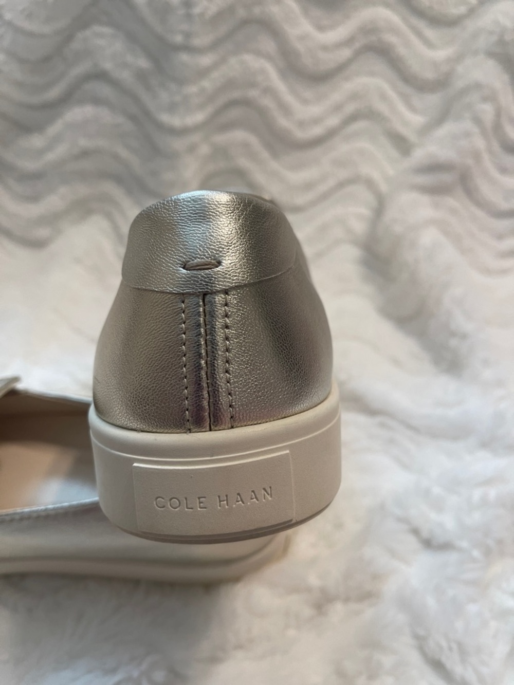 Cole Haan Gold Leather Slip-On Sneakers - Picture 4 of 16